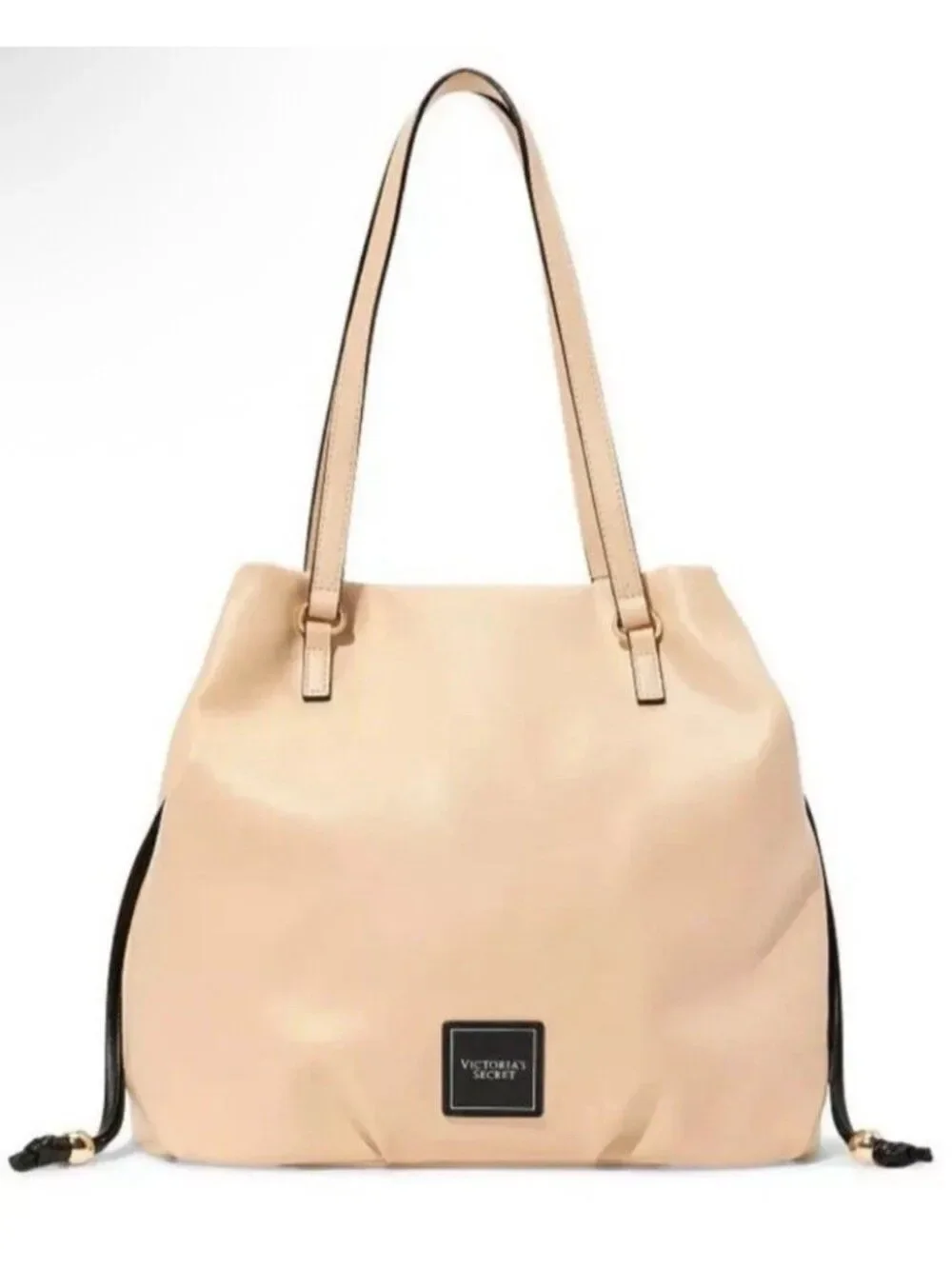 Victorias Secret Cinch Top Bare Cream Tote Shoulder Bag Handbag Logo Purse NWT